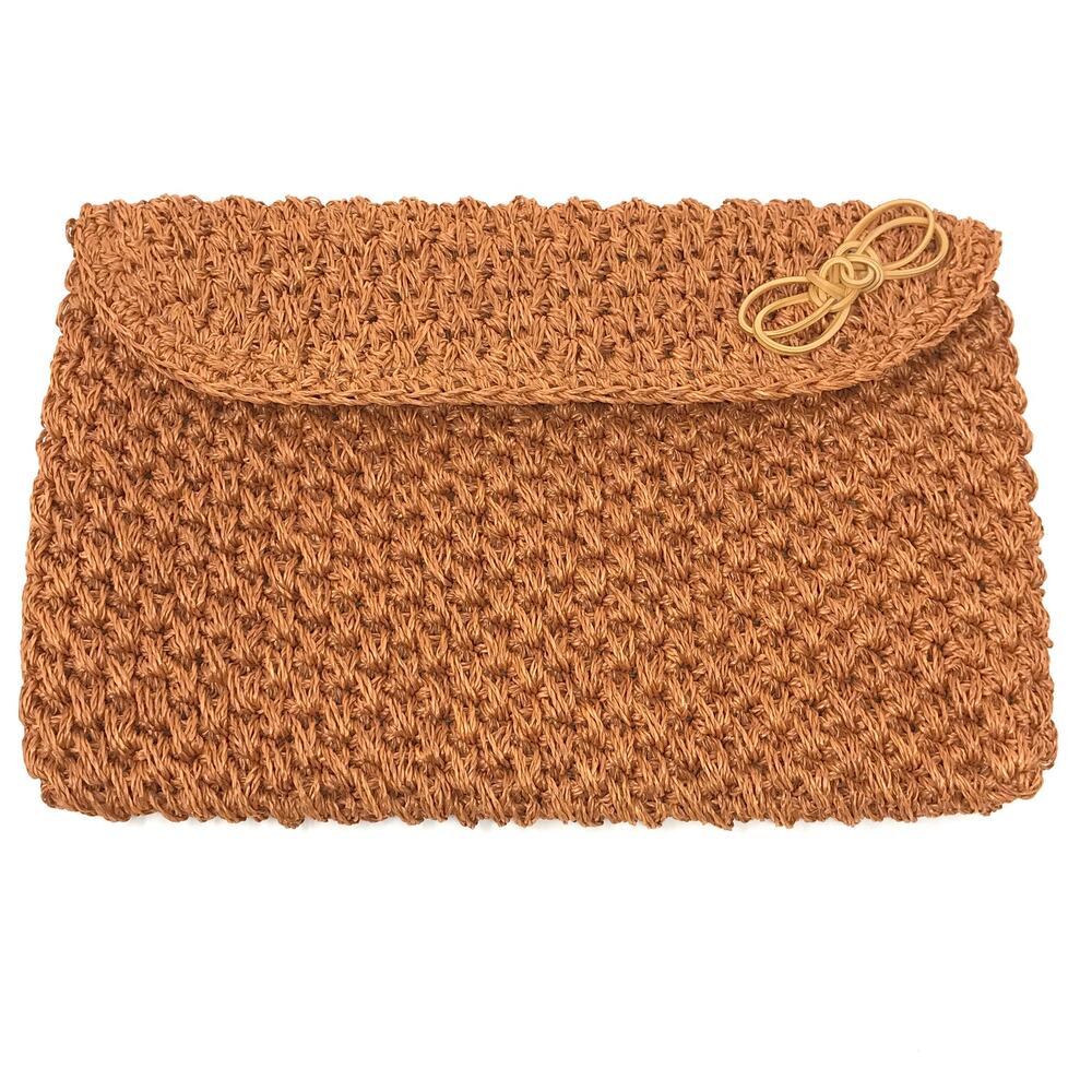 genie Vintage Rust Woven Straw Clutch Envelope Style